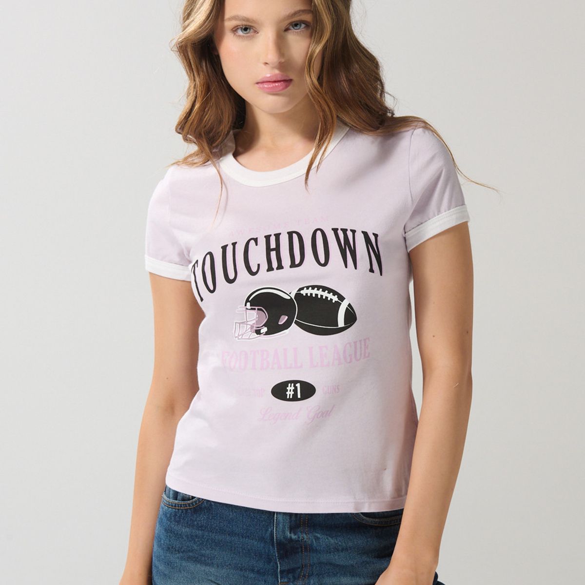 KOAJ - KOAJ Camiseta unicolor college manga corta con contrastes Mujer