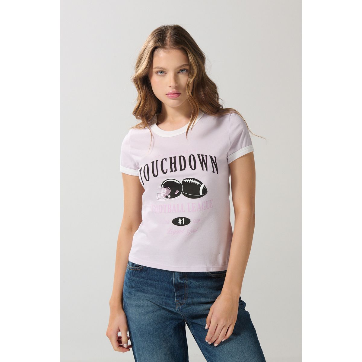 KOAJ - KOAJ Camiseta unicolor college manga corta con contrastes Mujer