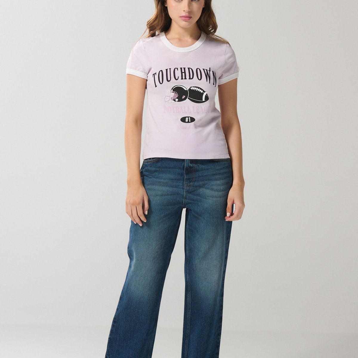 KOAJ - KOAJ Camiseta unicolor college manga corta con contrastes Mujer