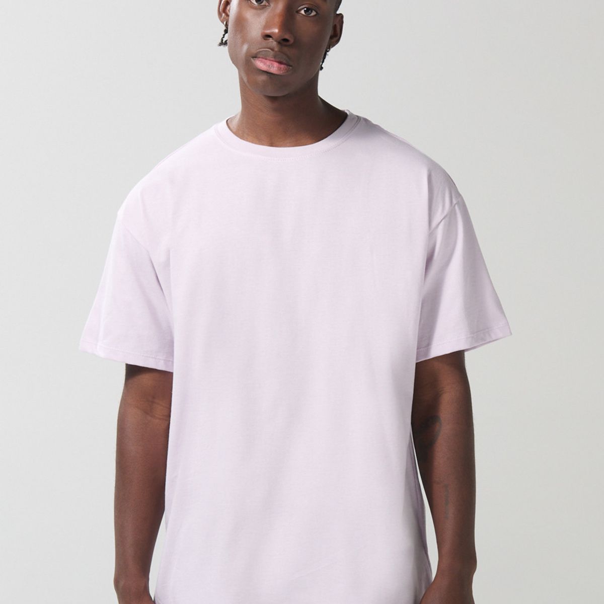 KOAJ - KOAJ Camiseta oversize lila clara en algodón con cuello redo Hombre