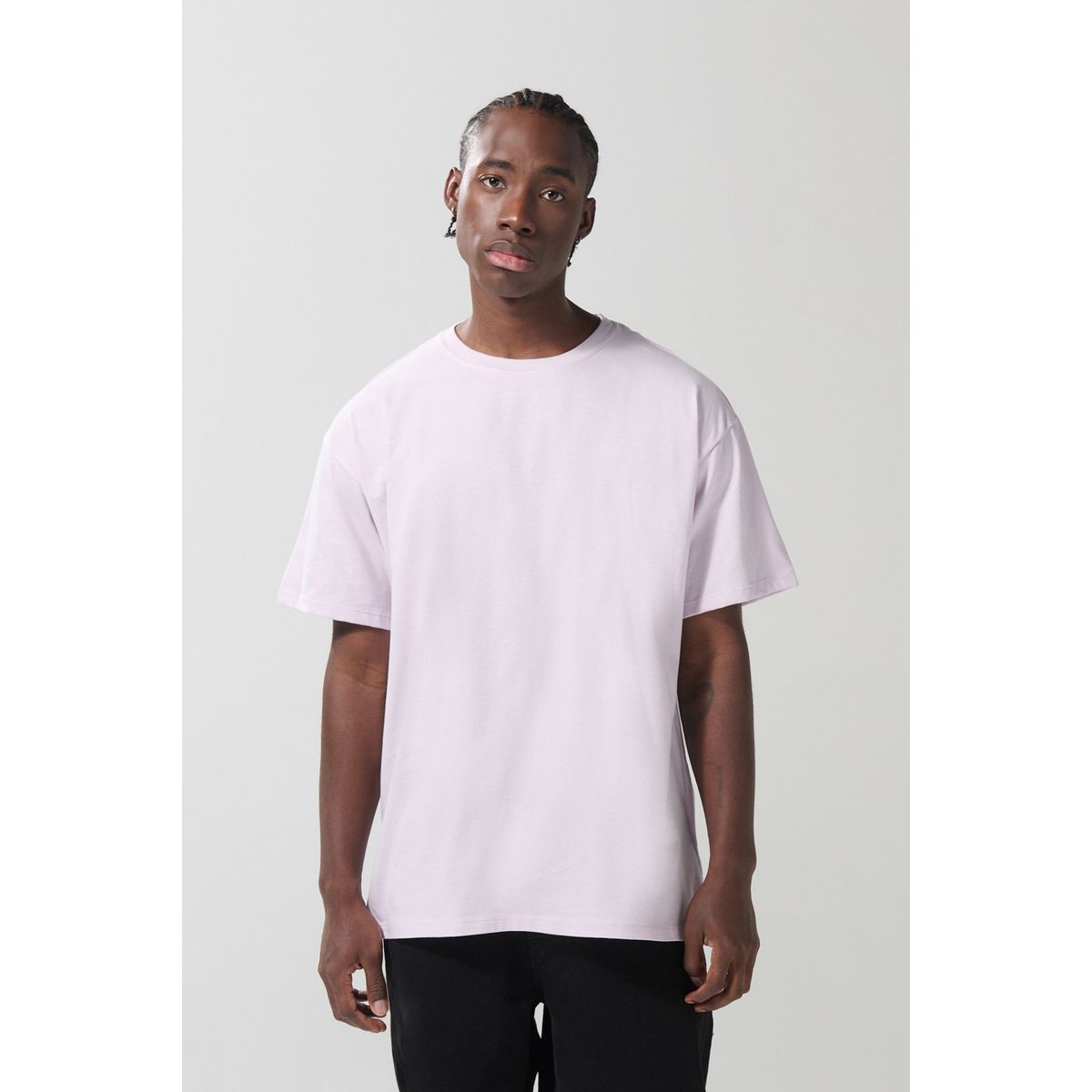 KOAJ - KOAJ Camiseta oversize lila clara en algodón con cuello redo Hombre