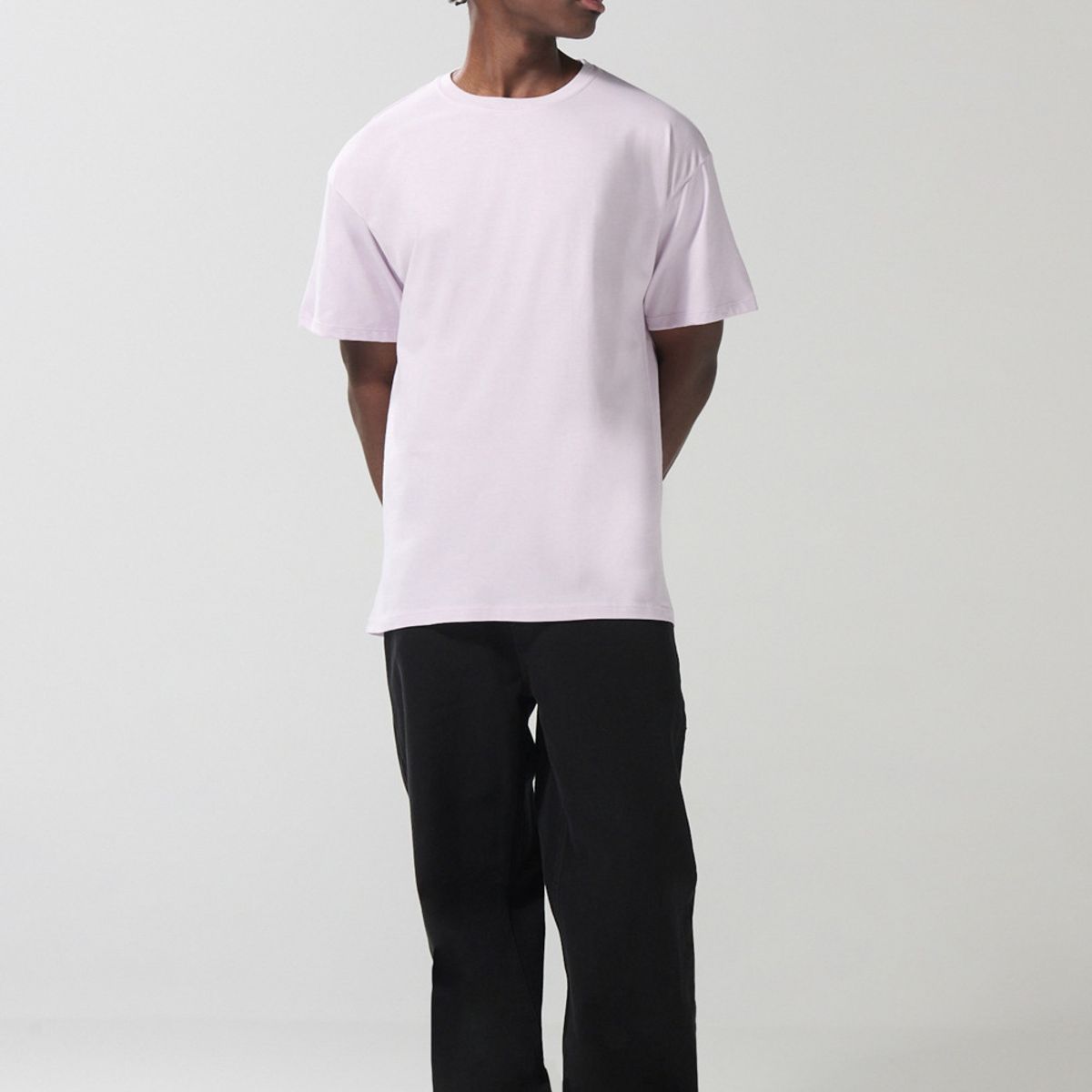 KOAJ - KOAJ Camiseta oversize lila clara en algodón con cuello redo Hombre