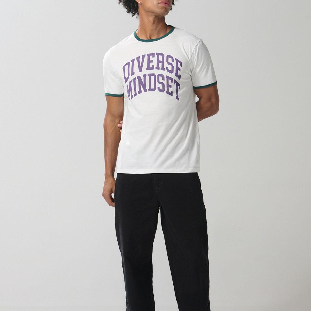 KOAJ - KOAJ Camiseta college crema en algodón con manga corta Hombre