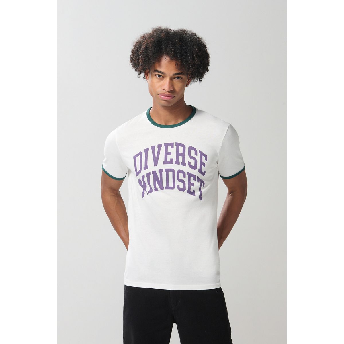 KOAJ - KOAJ Camiseta college crema en algodón con manga corta Hombre