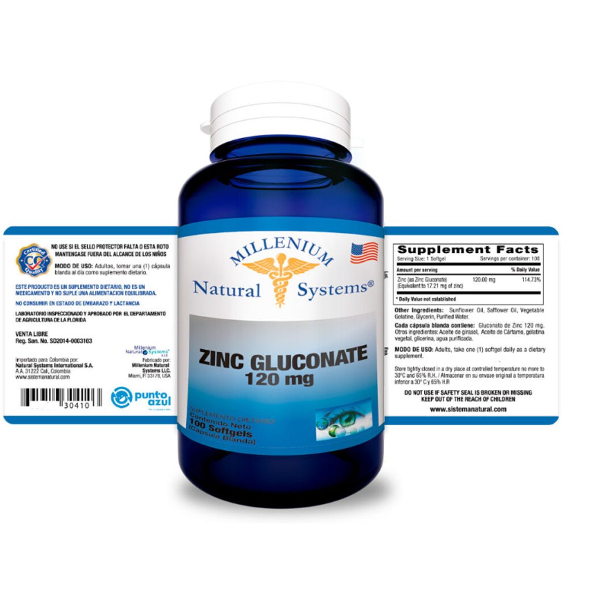 NATURAL SYSTEM - SUPLEMENTO GLUCONATO DE ZINC X 100 CAPSULAS BLANDAS