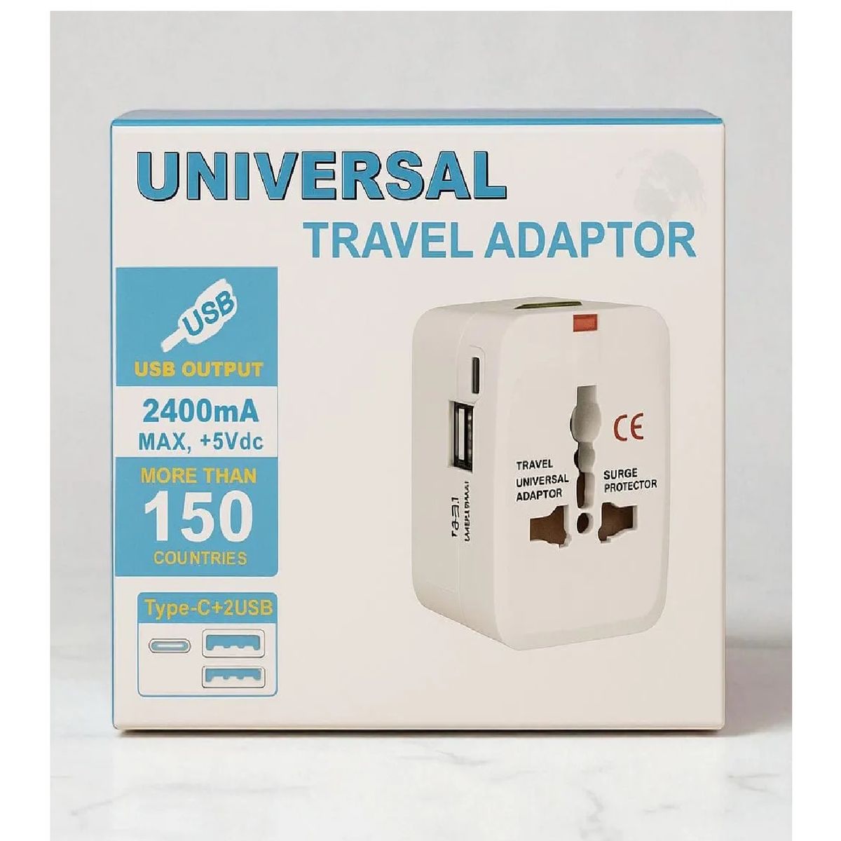 GENERICO - Cargador Europeo Universal con Puertos USB y Tipo-C