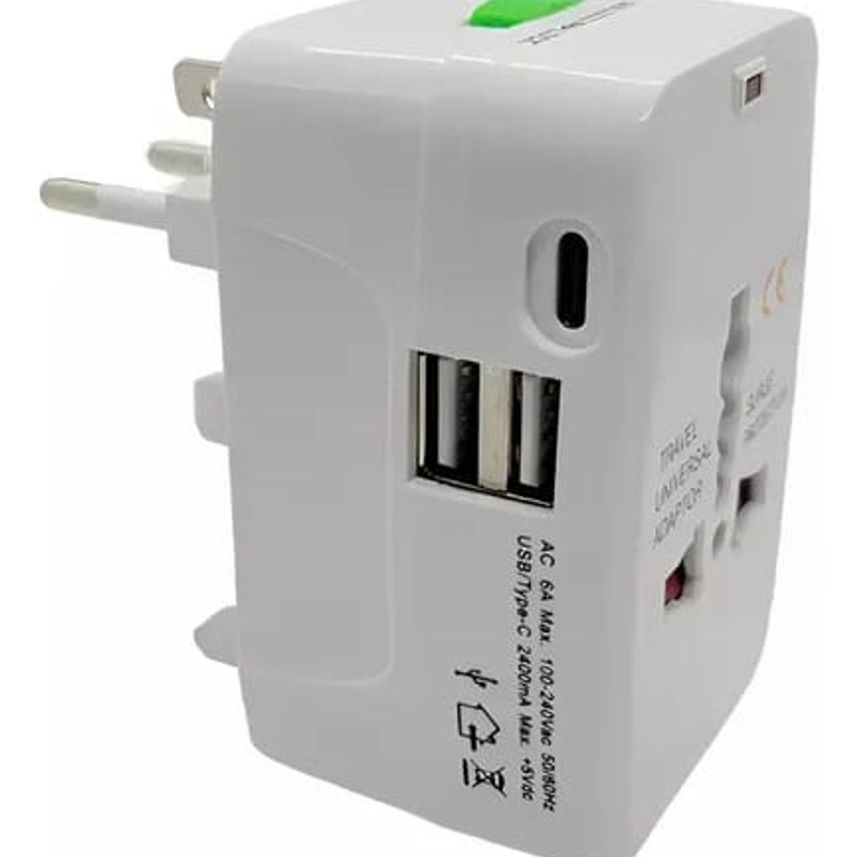 GENERICO - Cargador Europeo Universal con Puertos USB y Tipo-C