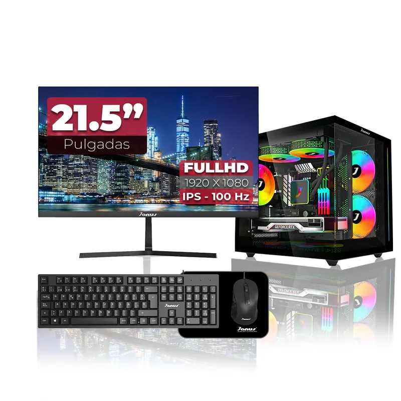 JANUS - Computador Gamer Ryzen 7 5700G RAM 16GB RGB SSD 512GB Monitor 22 Pulgadas 100Hz