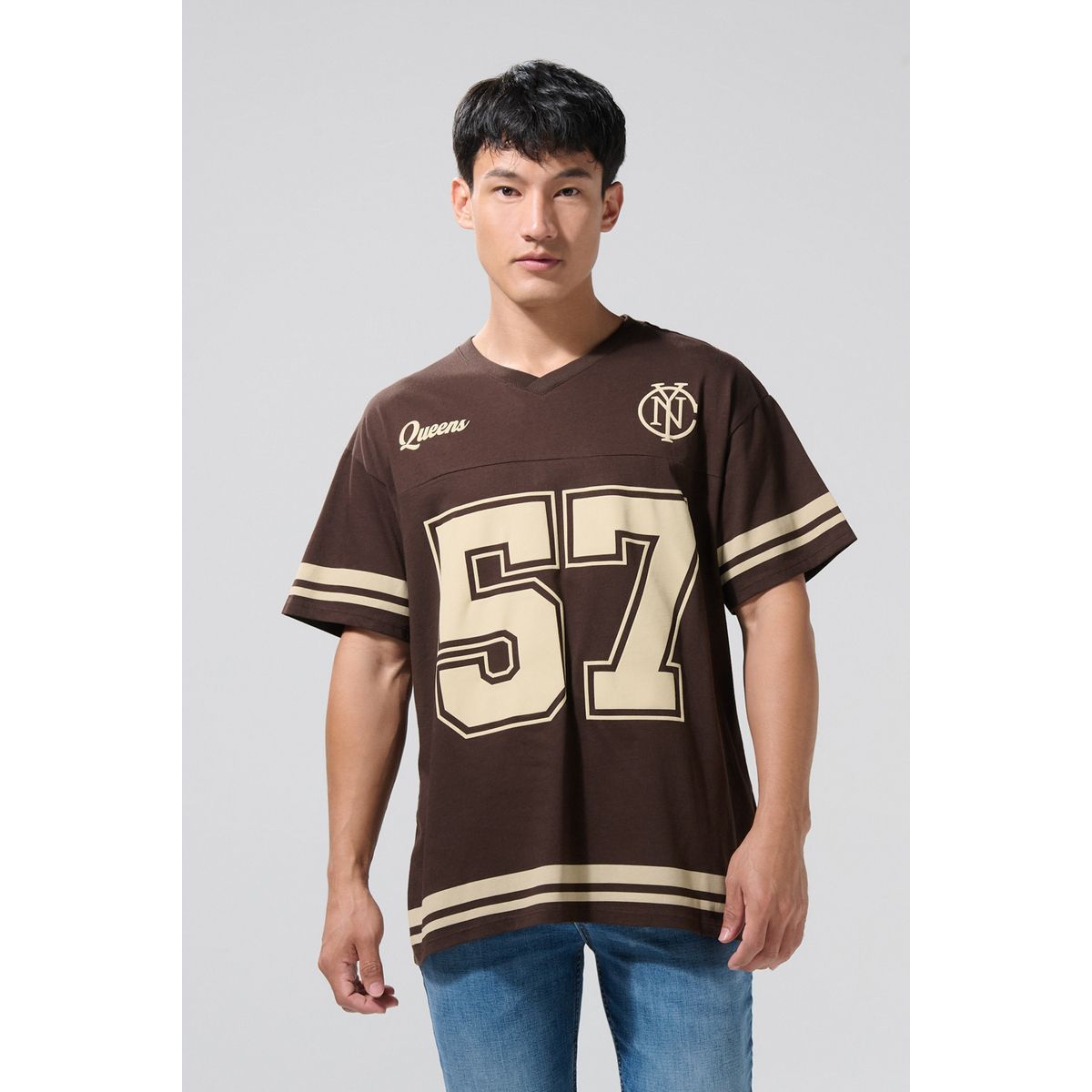 KOAJ - KOAJ Camiseta masculina cuello V con corte oversize Hombre