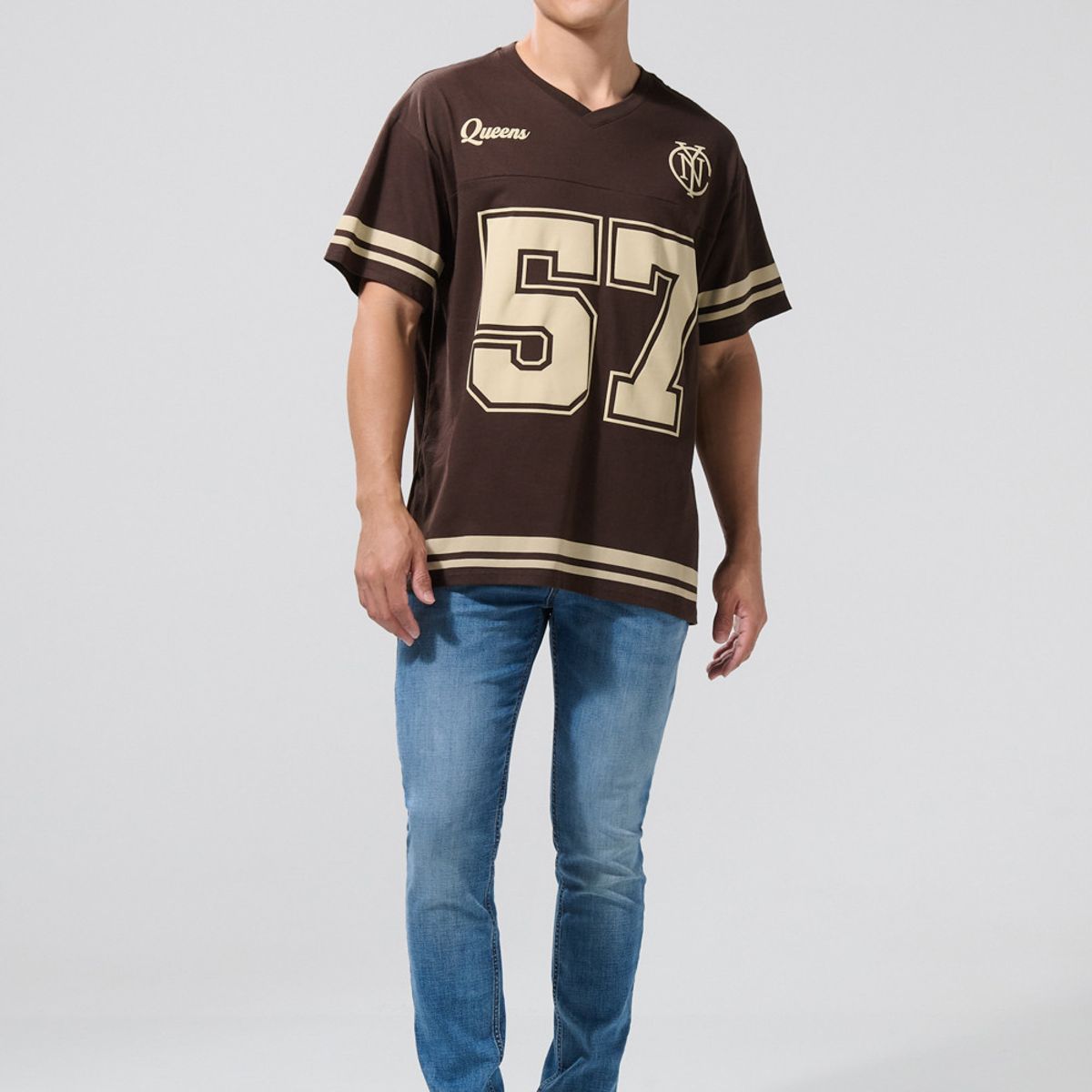 KOAJ - KOAJ Camiseta masculina cuello V con corte oversize Hombre