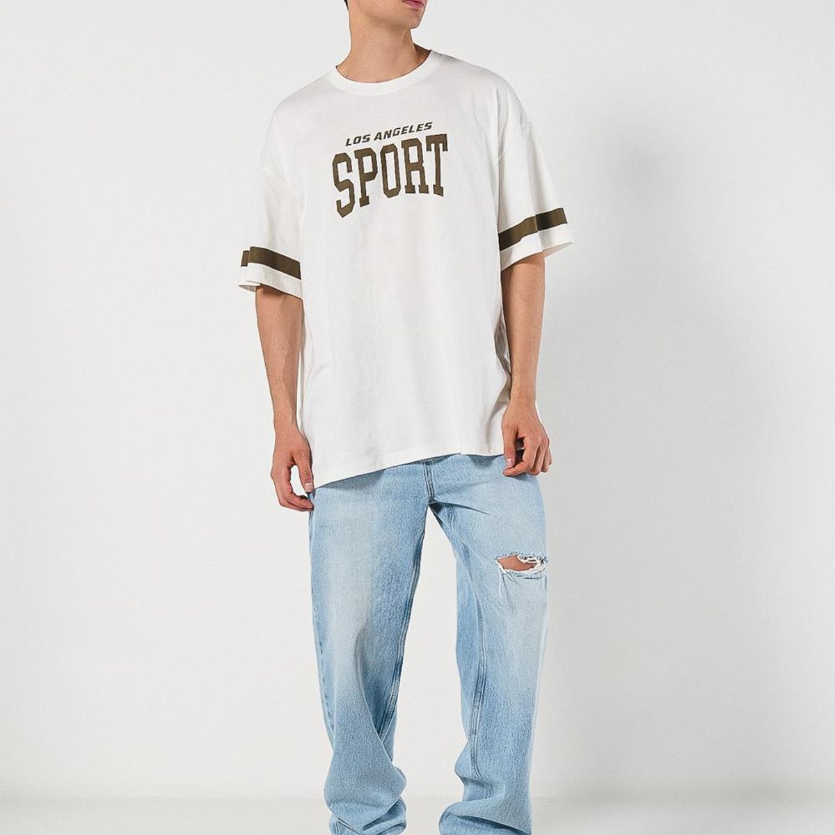 KOAJ - KOAJ Camiseta oversize manga corta con estampación college Hombre