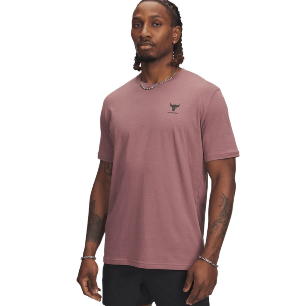 UNDER ARMOUR - Camiseta Under Armour Pjt Rck Smpl Brnd Ss Hombre-Vino Tinto