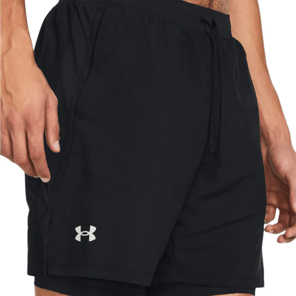 UNDER ARMOUR - Pantaloneta Under Armour Launch 7 2N1 Hombre-Negro