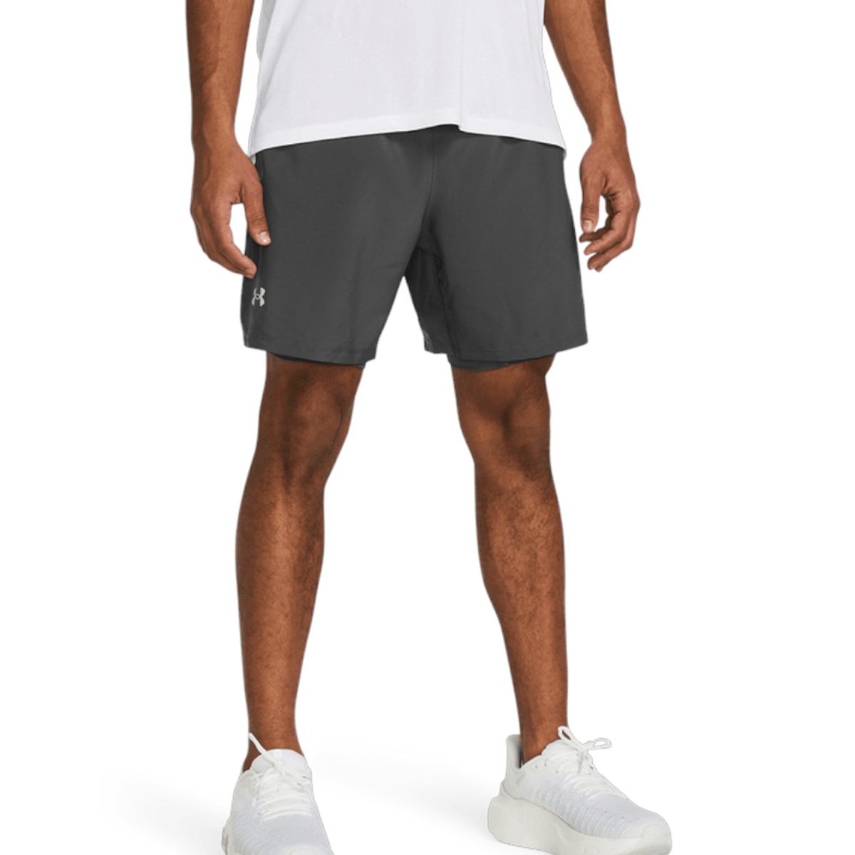 UNDER ARMOUR - Pantaloneta Under Armour Launch 7 2N1 Hombre-Gris
