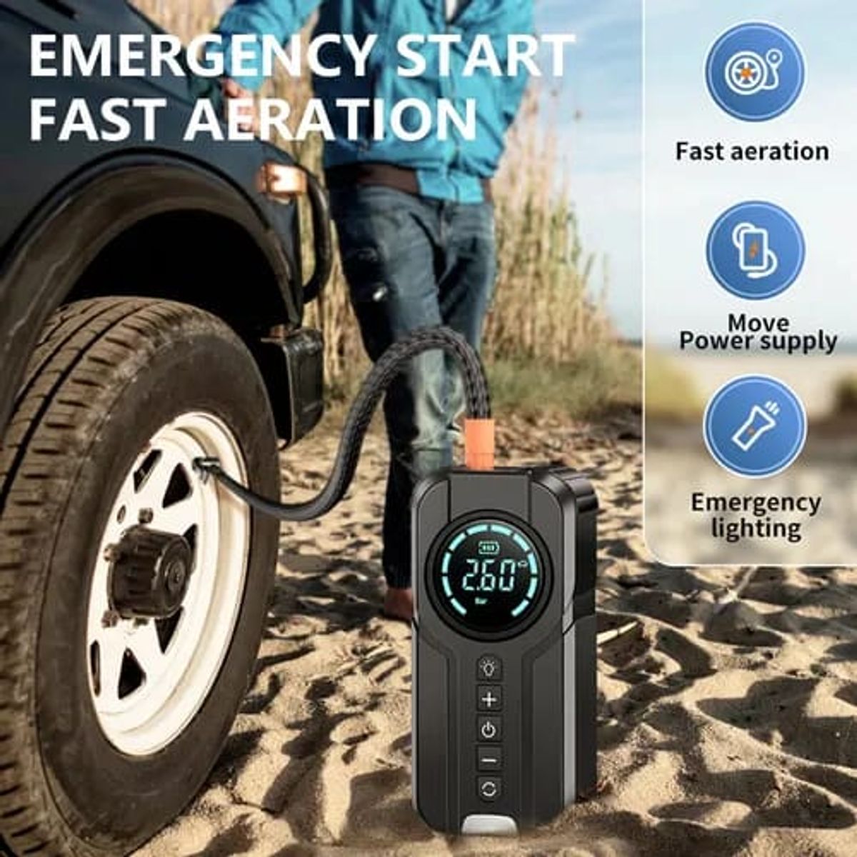 GENERICO - maquina 4 en 1 Arrancador, Compresor, Inflador y PowerBank