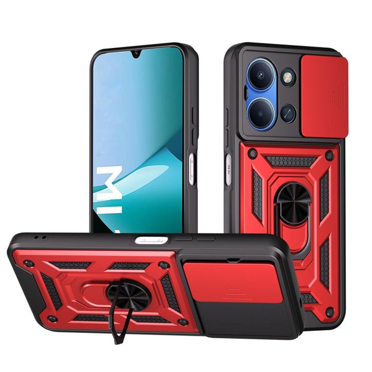 GENERICO - Funda Case Protector Cámara Slider Compatible Xiaomi Redmi 15C Rojo