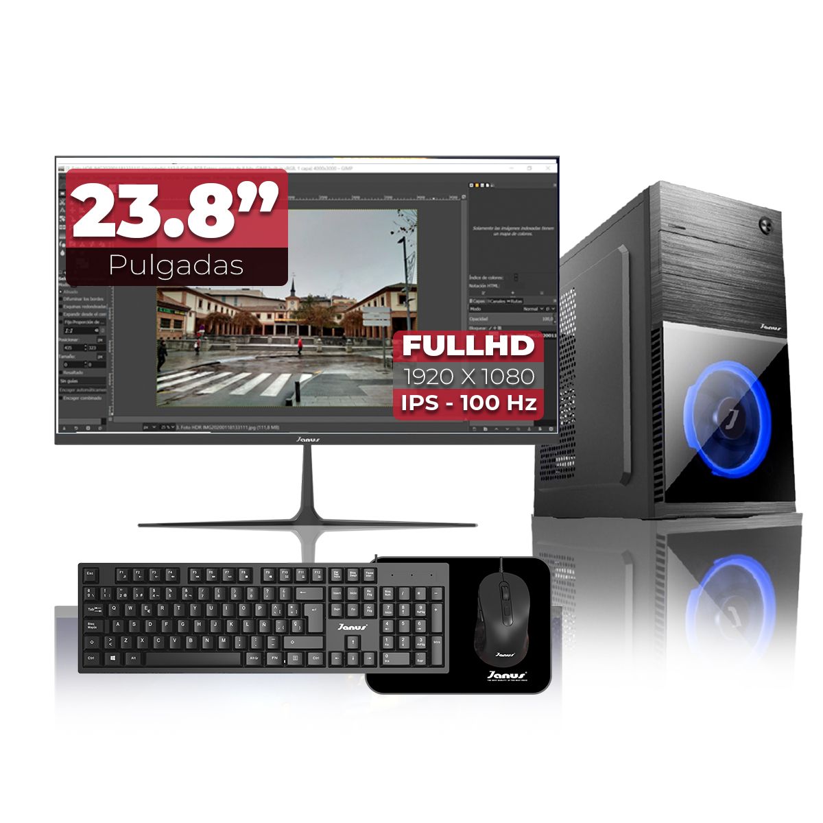 JANUS - Computador Gamer Ryzen 5 5600GT RAM 16GB SSD 512GB Monitor 24 Pulgadas 100Hz