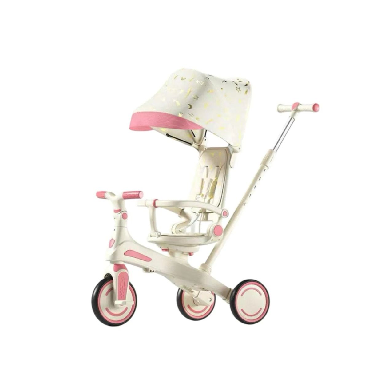 GENERICO - Triciclo Coche Paseador Función 5 En 1 Para Niños Rosa