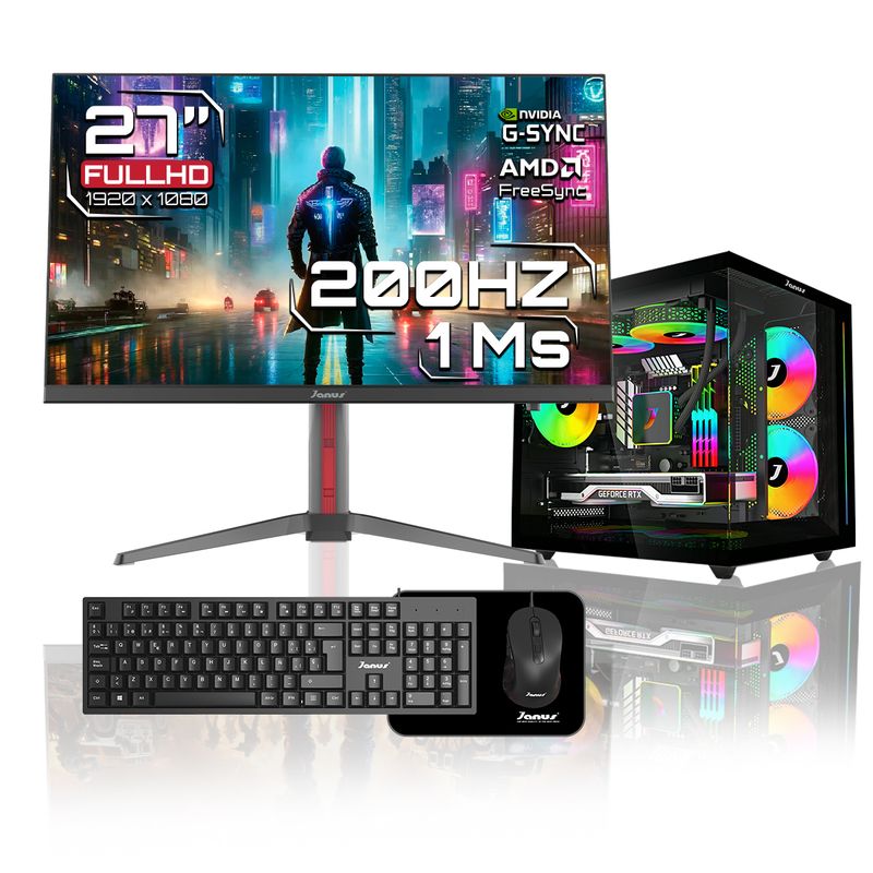 JANUS - Computador Gamer Ryzen 5 4655G RAM 16GB RGB SSD 1TB Monitor 27 Pulgadas 200Hz