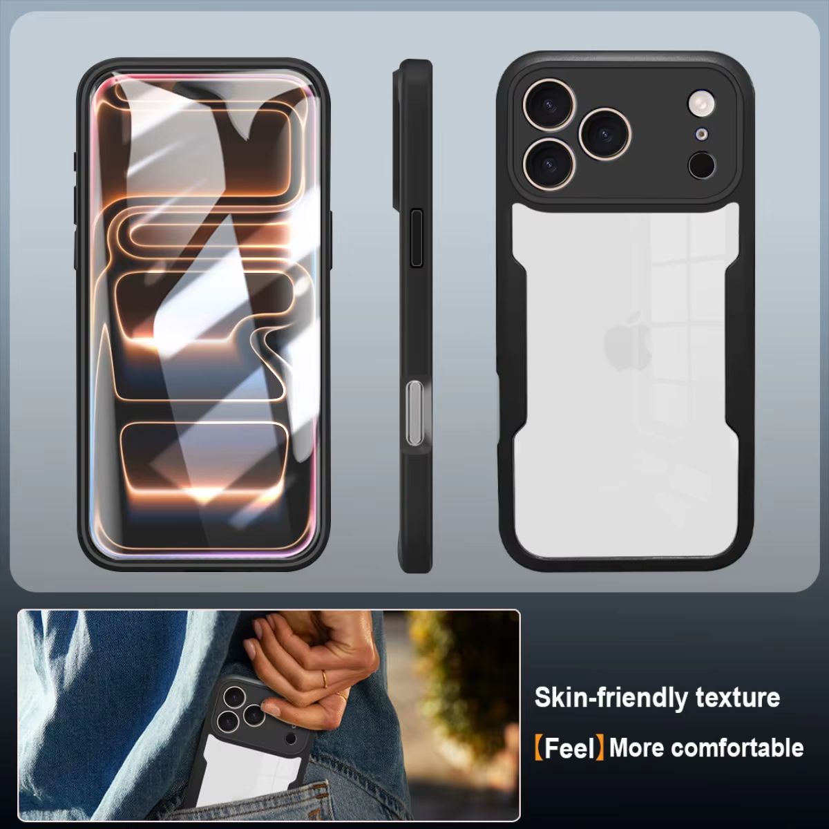 GENERICO - Estuche Protector Case Funda Full 360 Para Iphone 17 Pro Max Negro