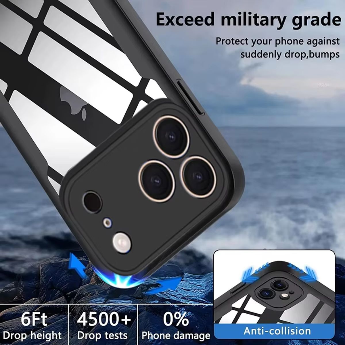 GENERICO - Estuche Protector Case Funda Full 360 Para Iphone 17 Pro Max Negro