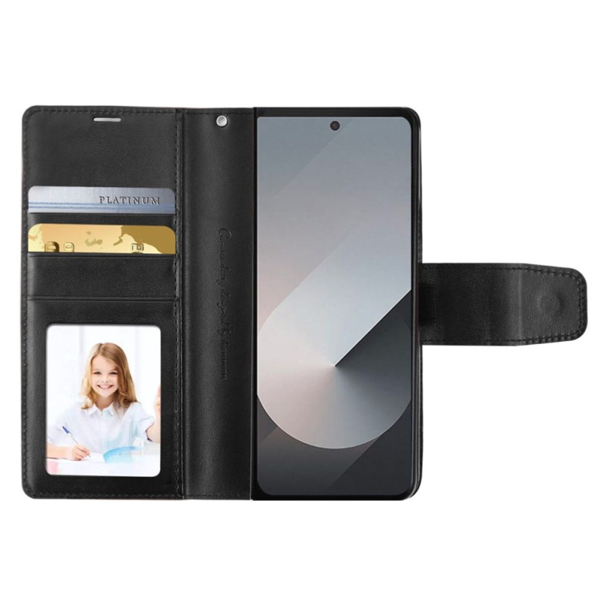 GENERICO - Forro Estuche Tipo Billetera De Cuero Para Samsung Z Fold 4 Negro