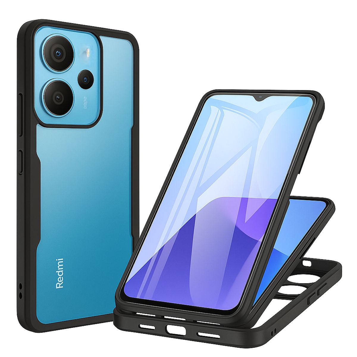 GENERICO - Estuche Protector Funda 2 En 1 360 Para Redmi note 14 5G Negro