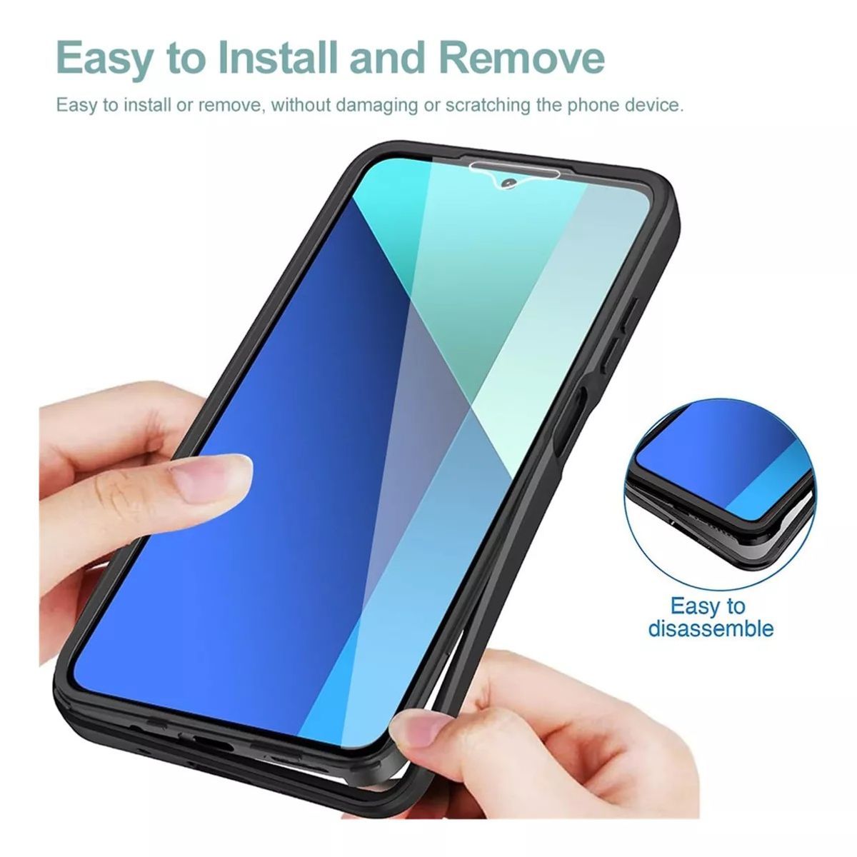 GENERICO - Estuche Protector Funda 2 En 1 360 Para Redmi note 14 5G Negro
