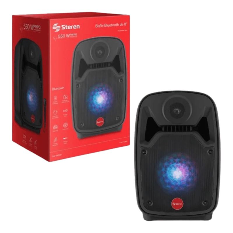 STEREN - Parlante Steren de 8 550W Bluetooth  batería recargable