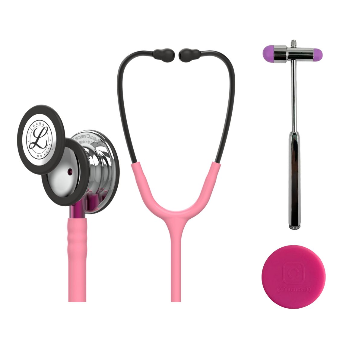 LITTMANN - Fonendoscopio Littmann Classic Iii Pearl Pink Mirror 5962 + Martillo Gmd