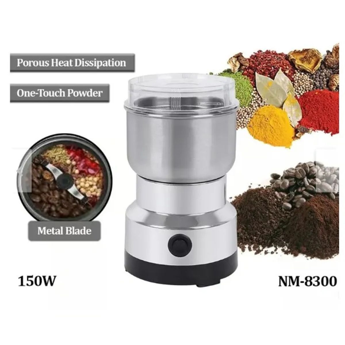 GENERICO - Molinillo Eléctrico para Café Especias y Semillas  Acero Inoxidable