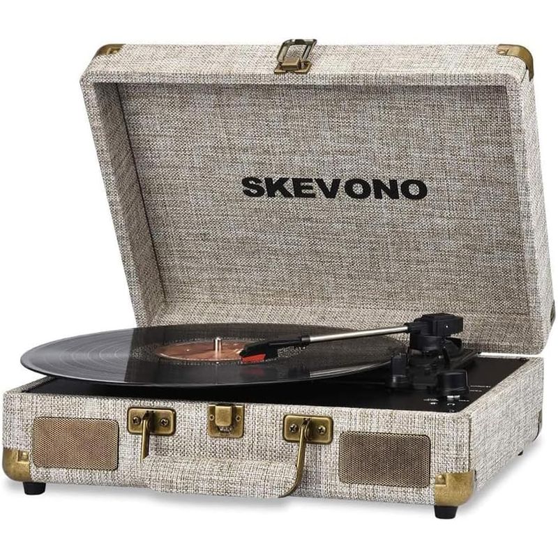 GENERICO - Tocadiscos de vinilo con receptor Bluetooth integrado y 2 altavoces estéreo Skenovo