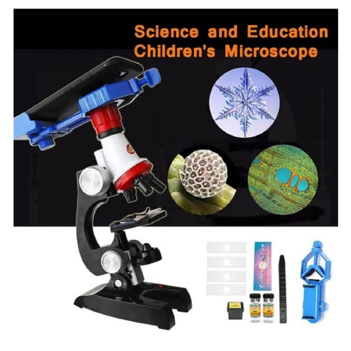 GENERICO - Microscopio Monocular Niños Didactico 100 x con soporte para celular