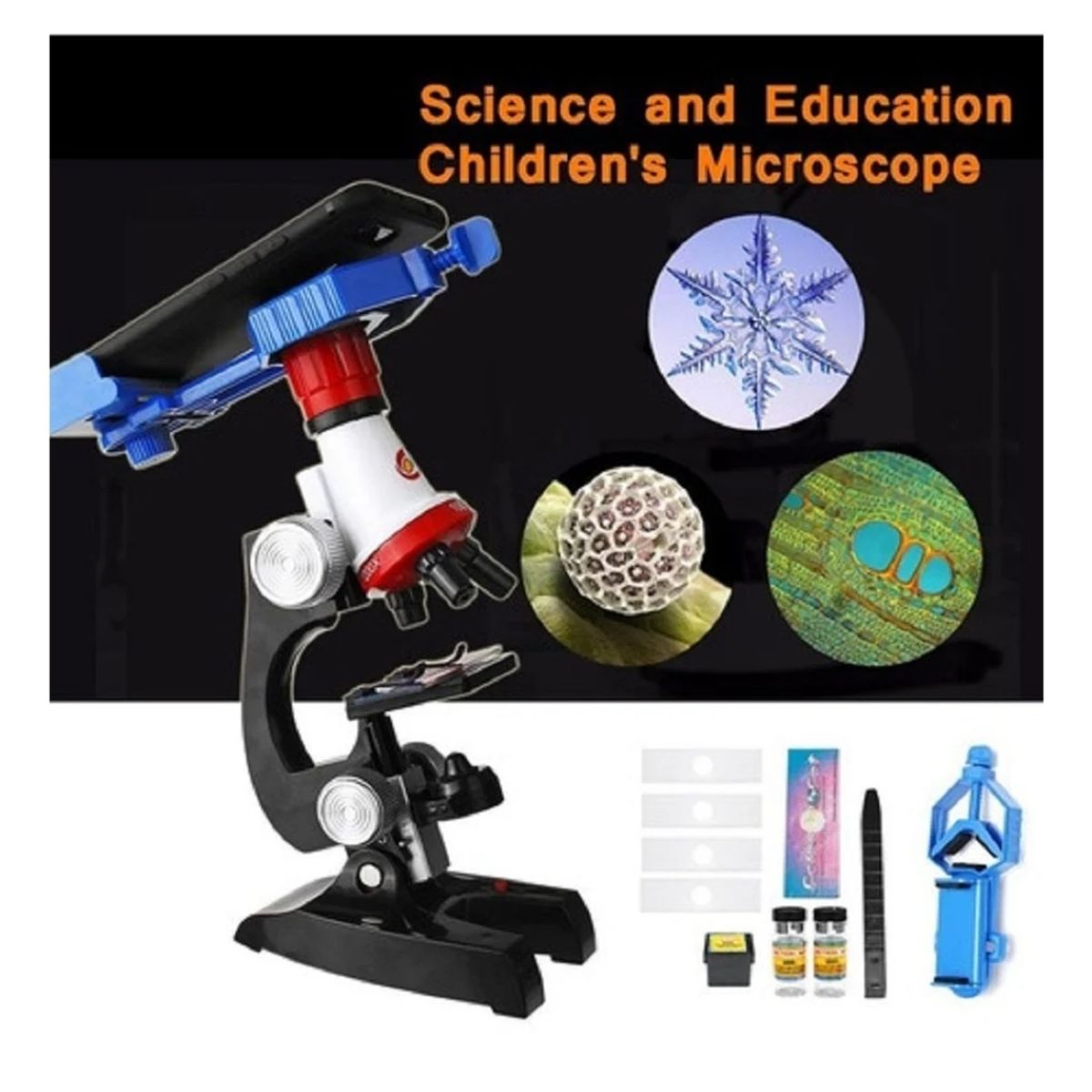 GENERICO - Microscopio Monocular Niños Didactico 100 x con soporte para celular