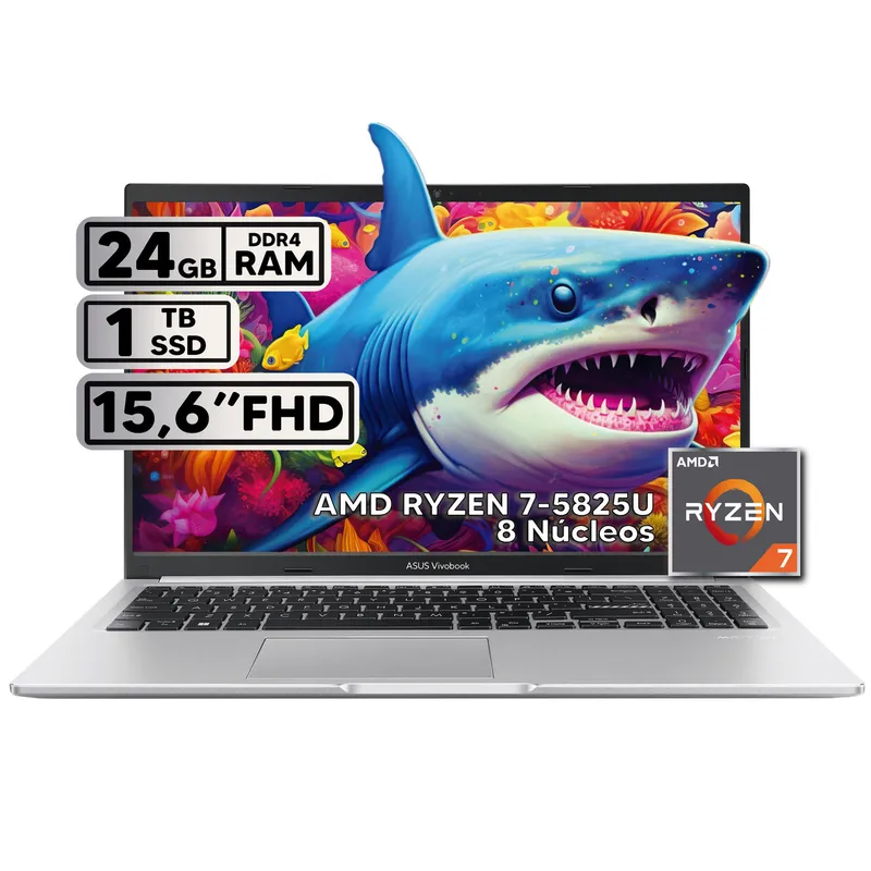 ASUS - PORTÁTIL ASUS RYZEN 7 24GB RAM 1TB SSD 15 FHD COOL SILVER