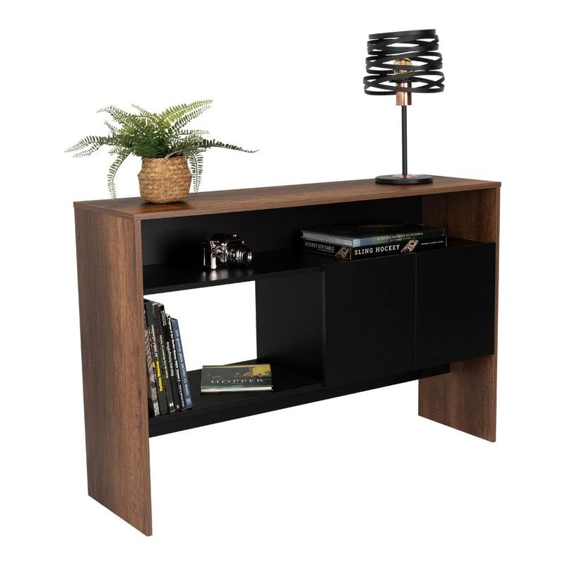 RTA DESIGN - Mueble Recibidor Clasic Cobre y Wengue con Dos Puertas y Dos Entrepaños