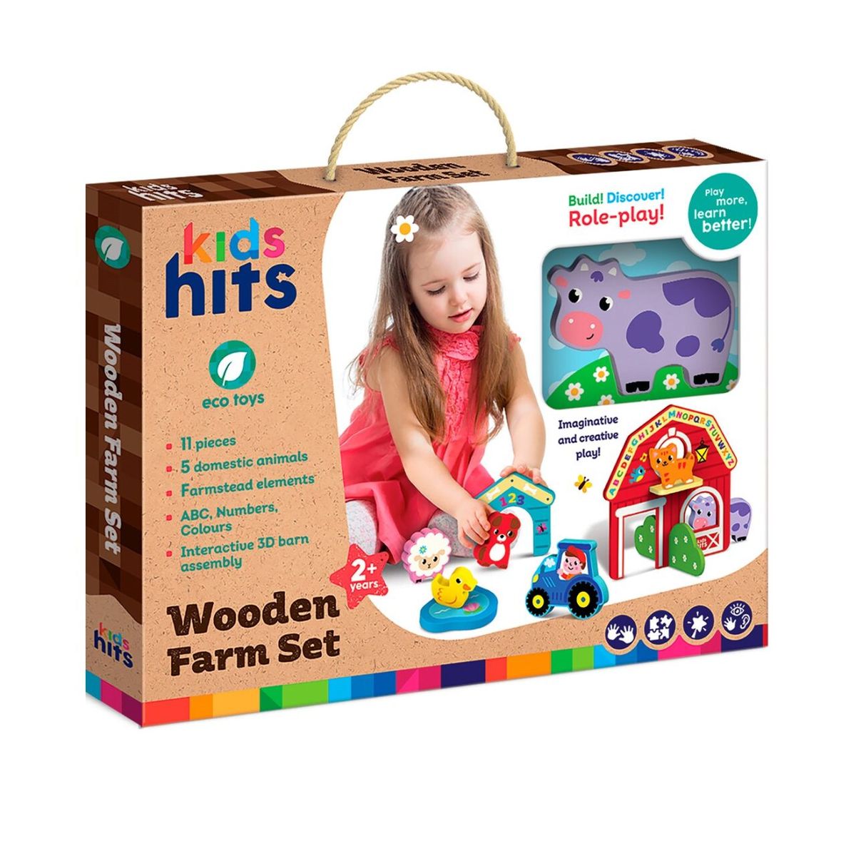 TOY LOGIC - Set 11 Cubos  Bloques en Madera Granja Kids Hits