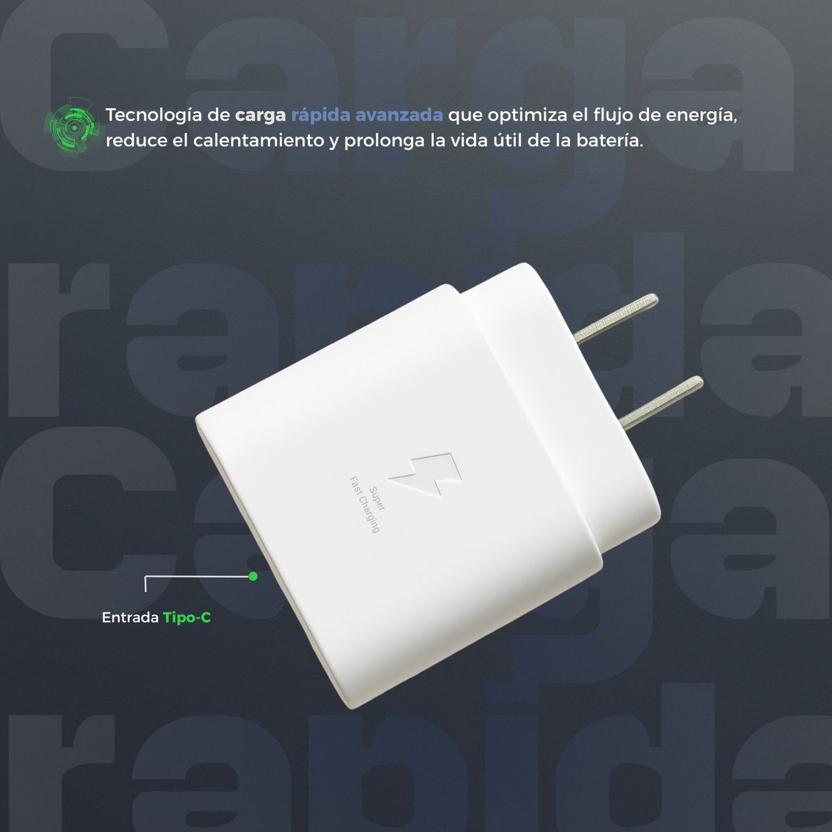 TECH - Cargador Tipo C Cubo Carga Rápida 25w De Pared Para Samsung