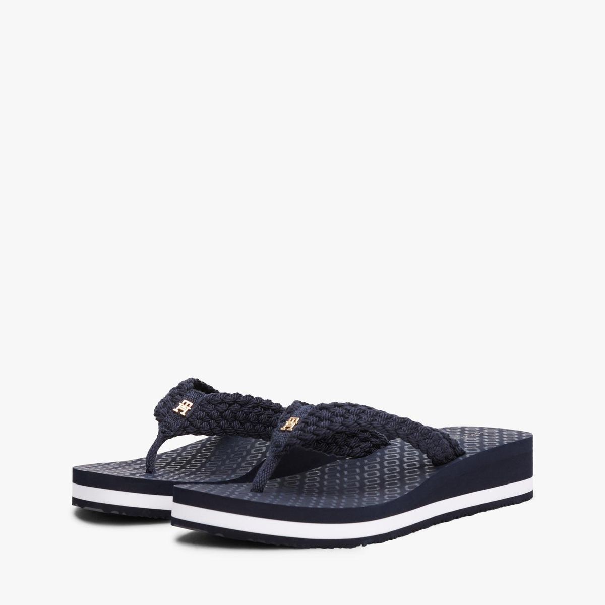 TOMMY HILFIGER - Sandalias azul de cuña con monograma TH Tommy Hilfiger