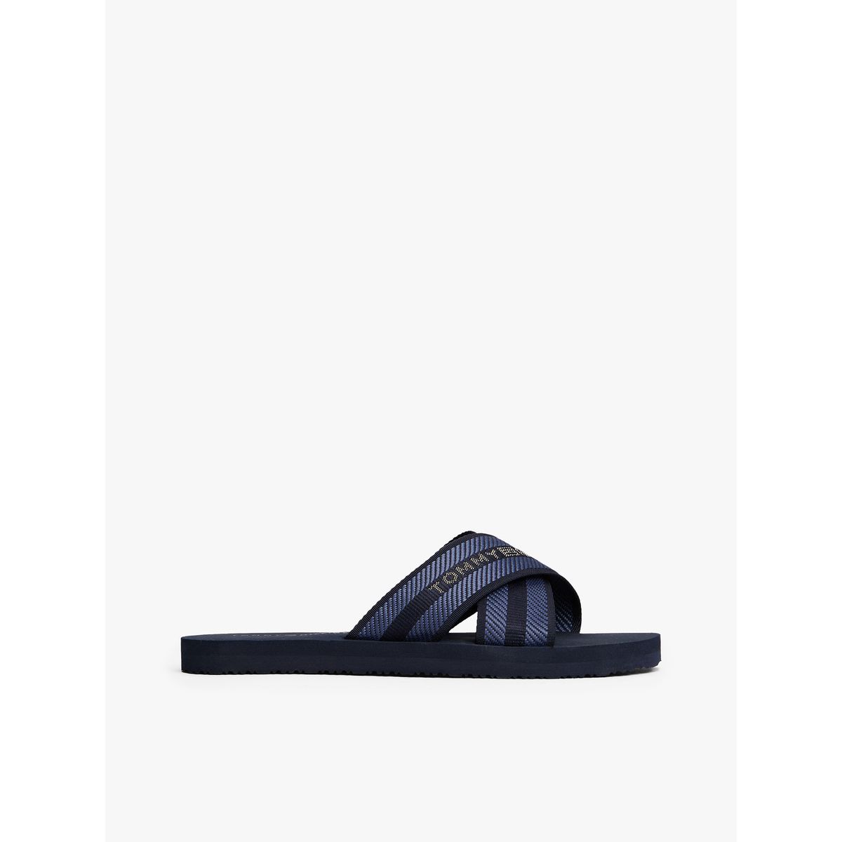 TOMMY HILFIGER - Sandalias azul oscuro con tiras cruzadas y logo Tommy Hilfiger