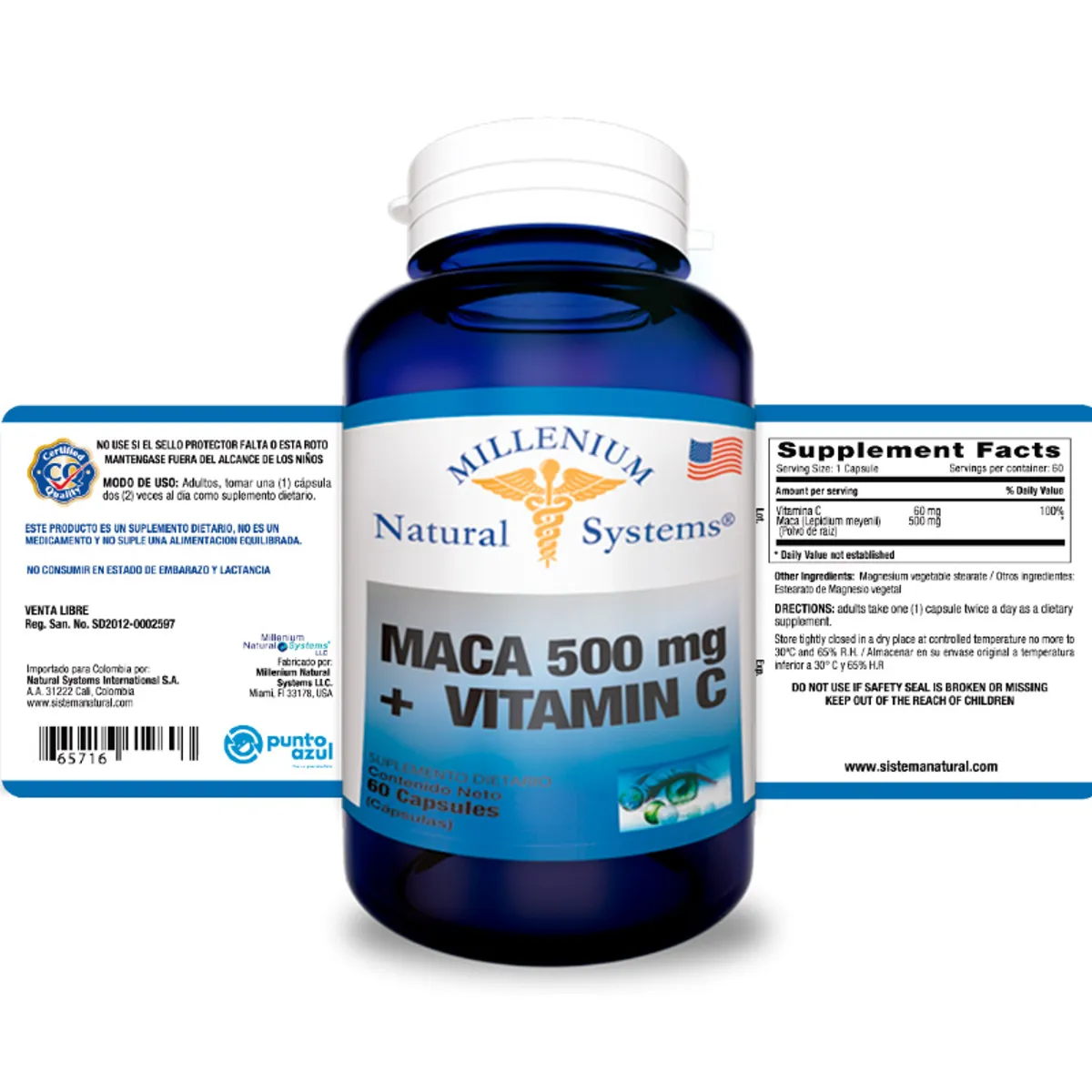 NATURAL SYSTEM - SUPLEMENTO MACA + VITAMINA C X 60 UNIDADES.