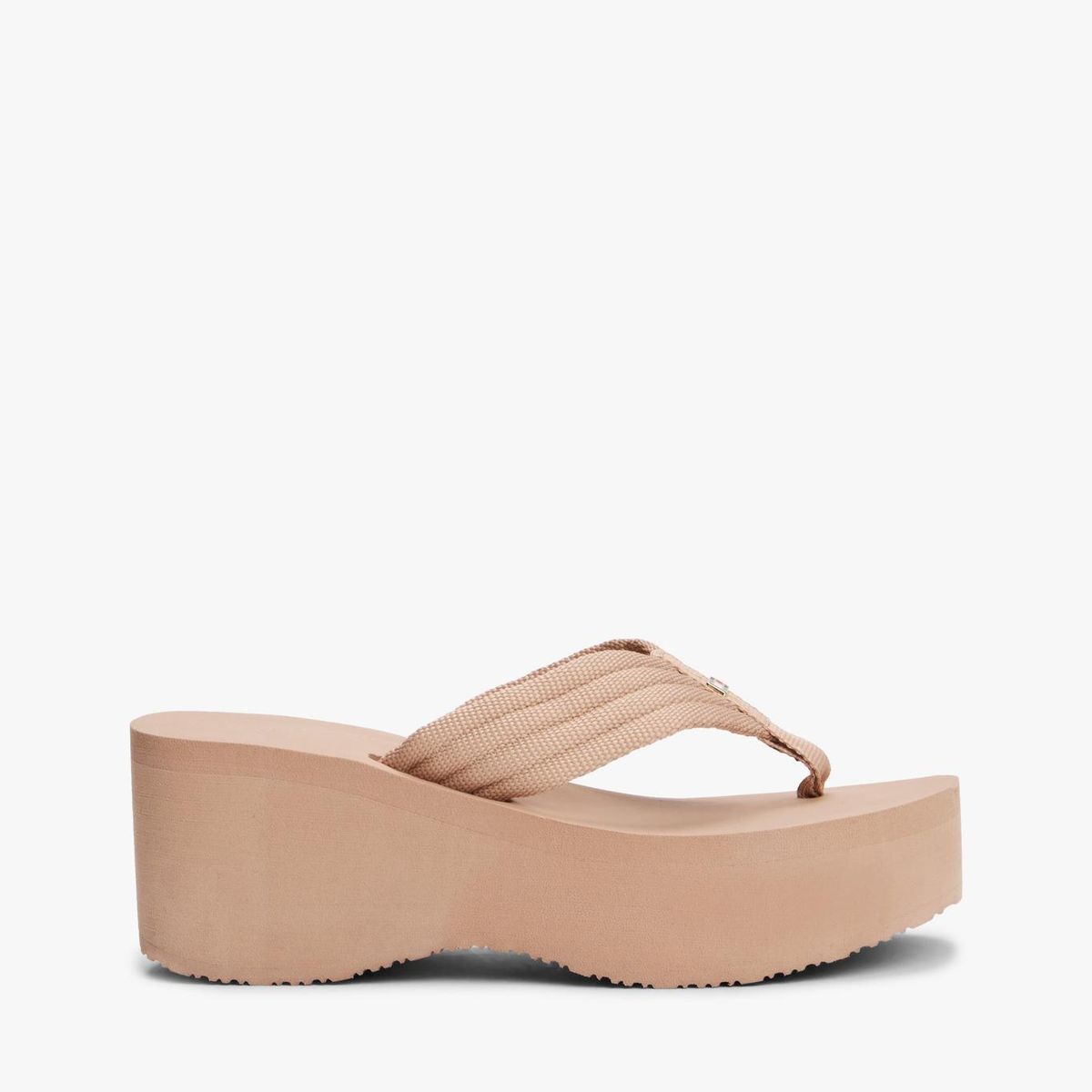 TOMMY HILFIGER - Sandalias beige con plataforma tipo cuña Tommy Hilfiger