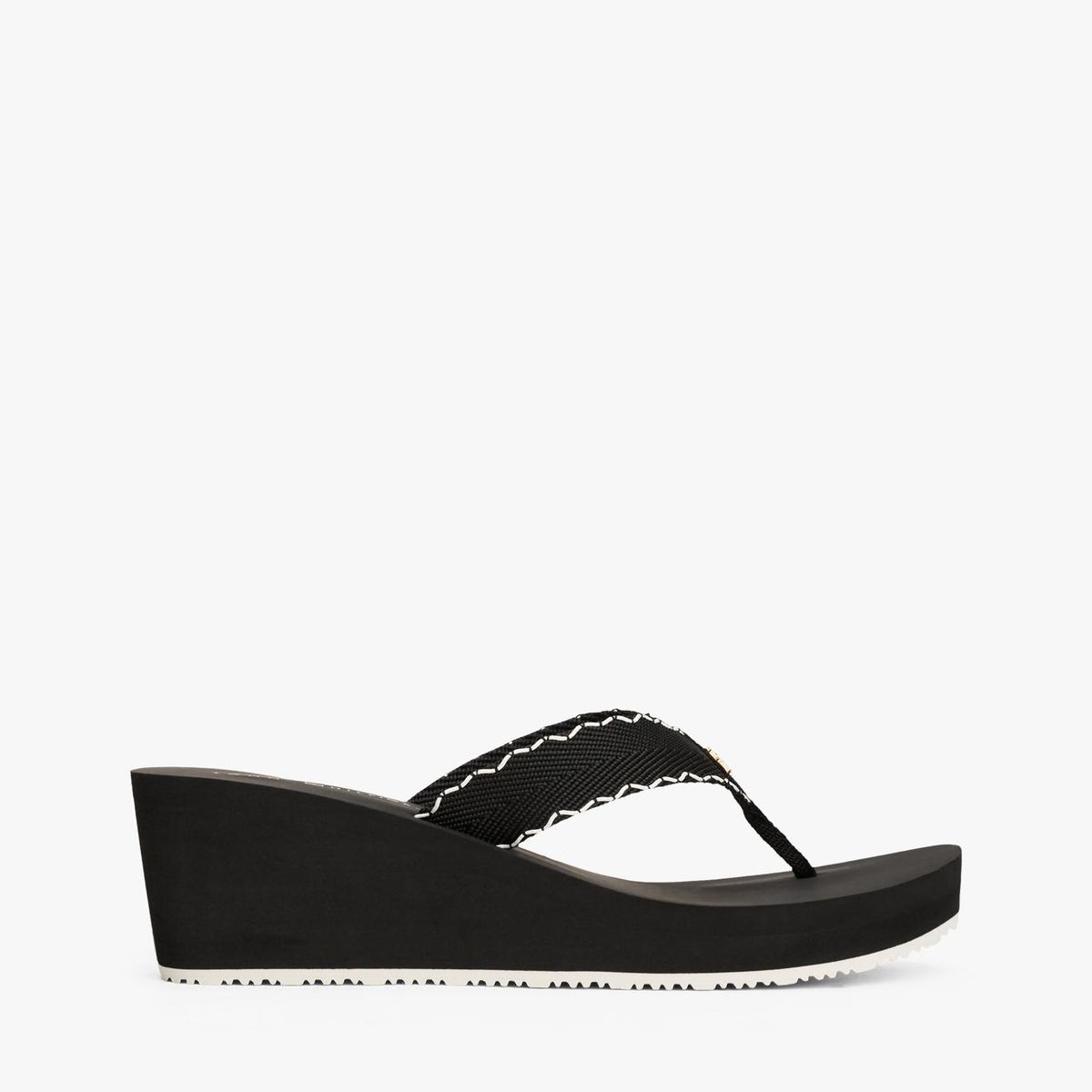 TOMMY HILFIGER - Sandalias negro de cuña con monograma TH Tommy Hilfiger