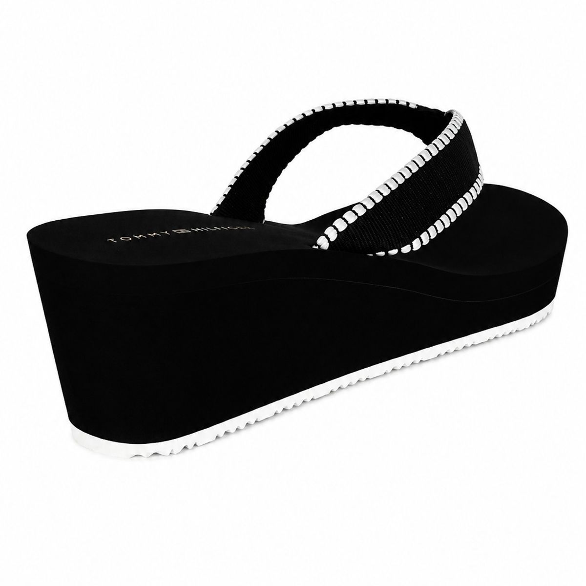 TOMMY HILFIGER - Sandalias negro de cuña con monograma TH Tommy Hilfiger
