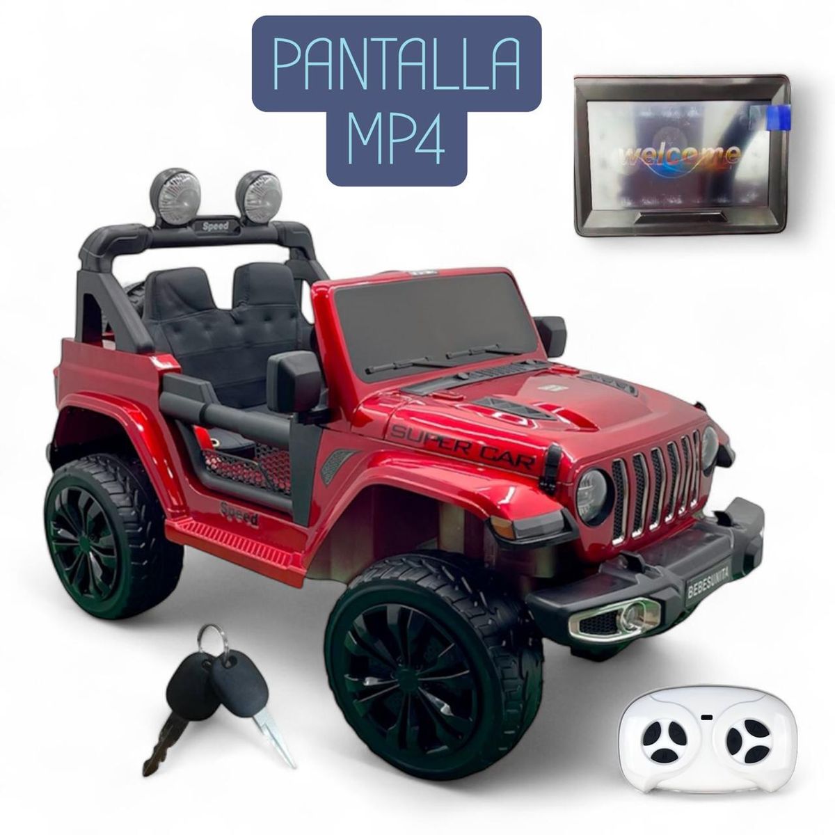 BRITOCHET - Carro Eléctrico P/MP4  Niño C/remoto Ll/goma 1 A 6 Años REF FT-96