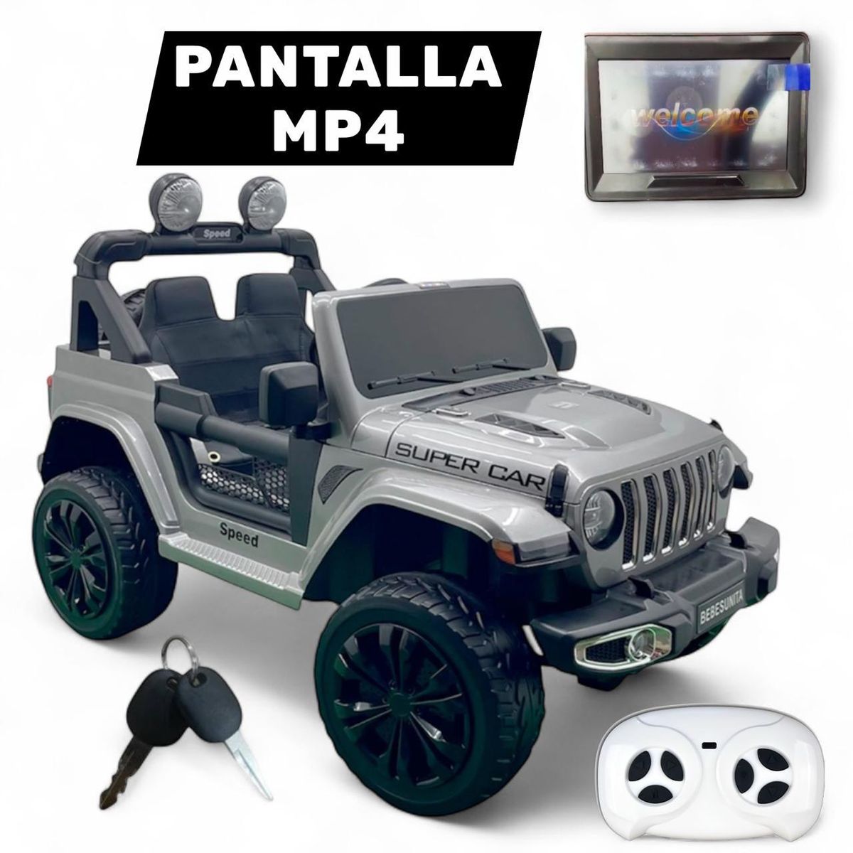 BRITOCHET - Carro Eléctrico P/MP4  Niño C/remoto Ll/goma 1 A 6 Años REF FT-96