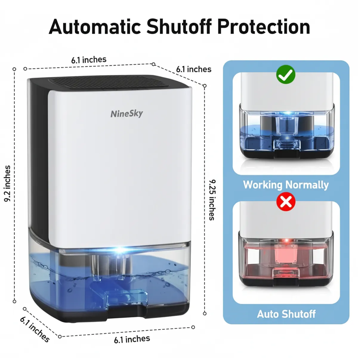 GENERICO - Deshumidificador Ninesky Para Hogar, Tanque Agua De 35 Onzas