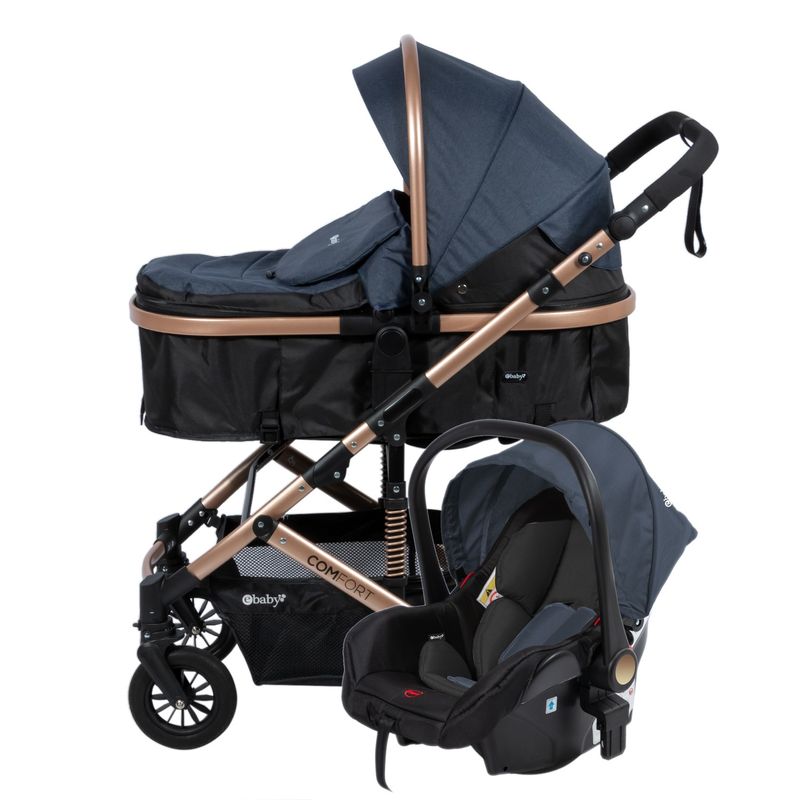 EBABY - Coche De Bebe Moisés Portabebé Con Función Silla De Auto