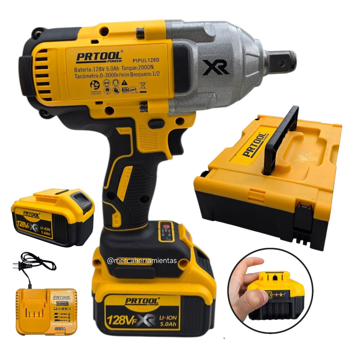 PROTOOL - Pistola Llave De Impacto Inalámbrica De 12 Reversible 128v