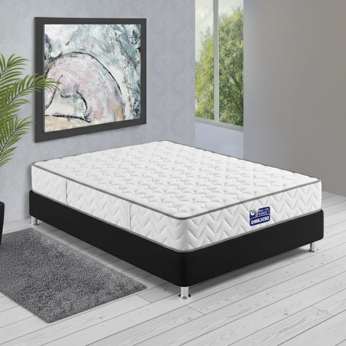 GENERICO - Colchón Doble firmeza semi ortopedico con Base Cama 1.40 x 1.90